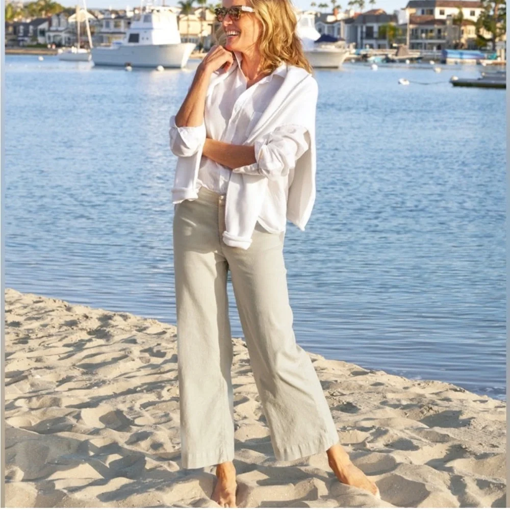 Frank & Eileen WEXFORD Wide-Leg Linen Pant Cement